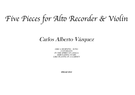 Five Pieces for Alto Recorder and Violin