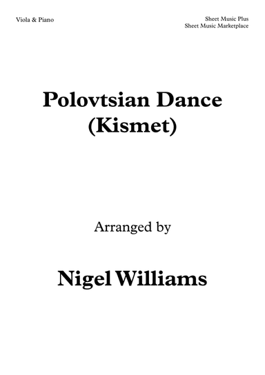 Polovtsian Dance (Kismet), for Viola and Piano (arr. Nigel Williams)