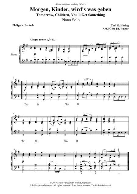 Tomorrow, Children, You'll Get Something (arr. Gert Th. Walter)