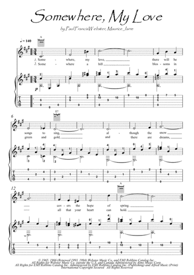 Somewhere, My Love (arr. PianoSheetNow)