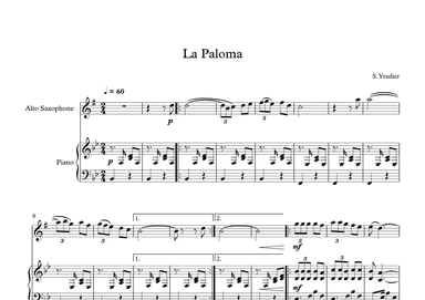 La Paloma - Sebastian Yradier (Alto Sax + Piano) (arr. Digital Book Music)