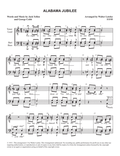 ALABAMA JUBILEE (arr. Walter Latzko)