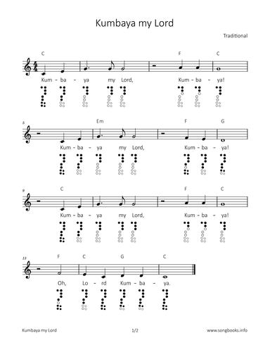 Kumbaya my Lord (arr. songbooks.info)