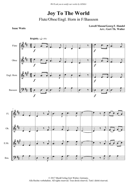Joy To The World (arr. Gert Th. Walter)