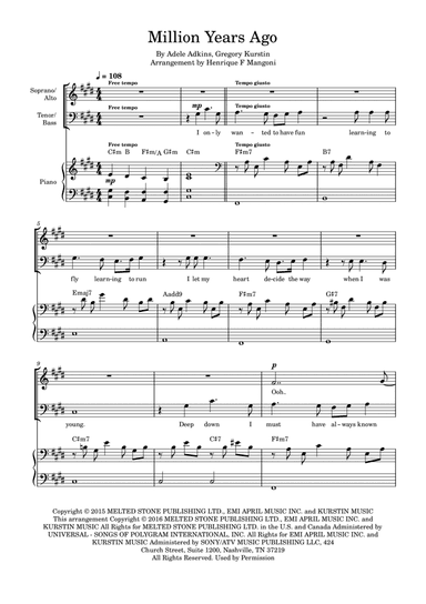 Million Years Ago (arr. Henrique F Mangoni)