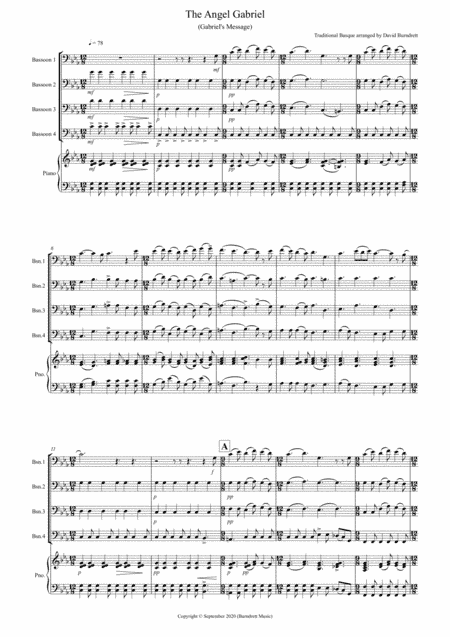 The Angel Gabriel for Bassoon Quartet (arr. David Burndrett)