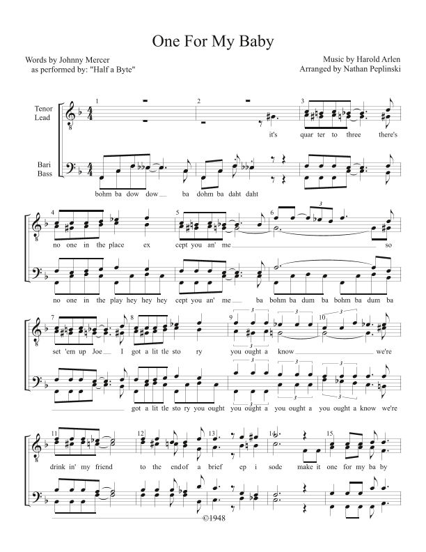 One For My Baby (and One More For The Road) (arr. Nathan Peplinski)