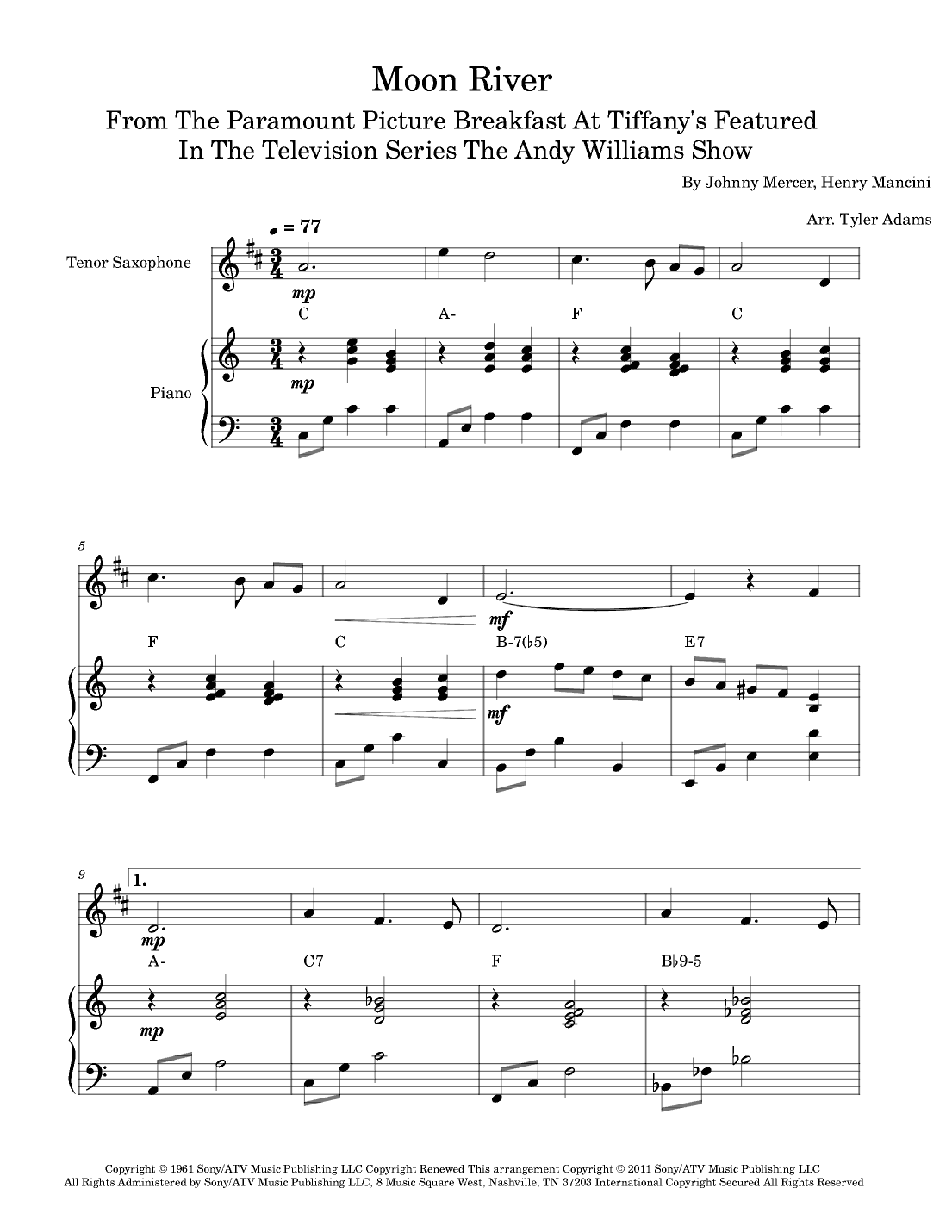 Moon River (arr. Tyler Adams)