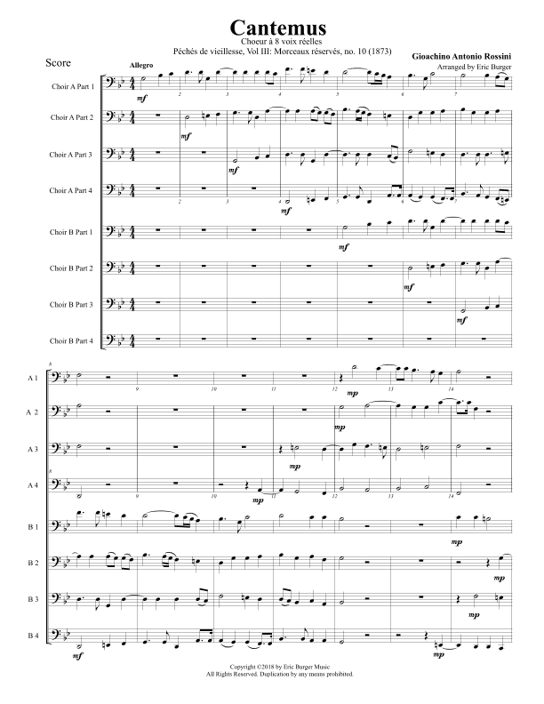 Cantemus for Trombone or Low Brass Octet (arr. Eric Burger Music)