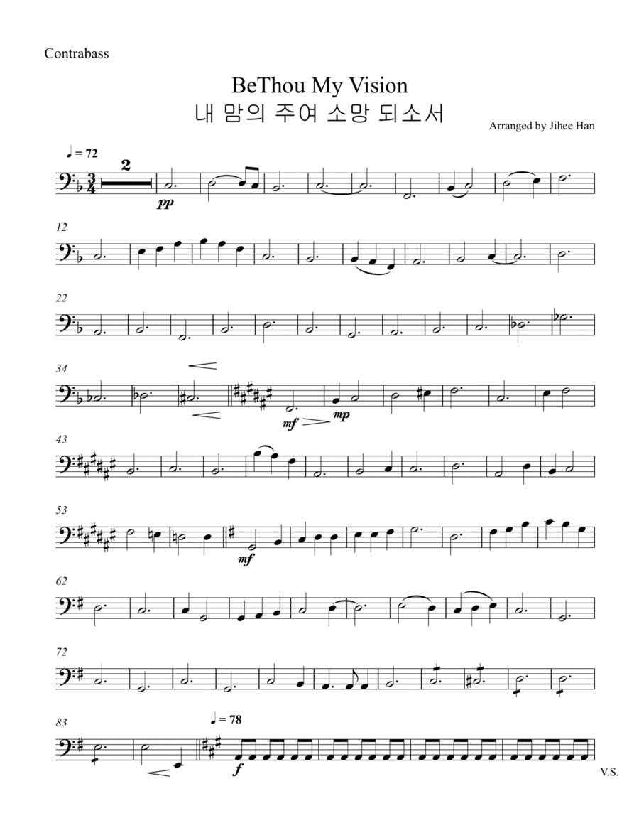 Be Thou My Vision Contrabass Part (arr. Jihee Han)