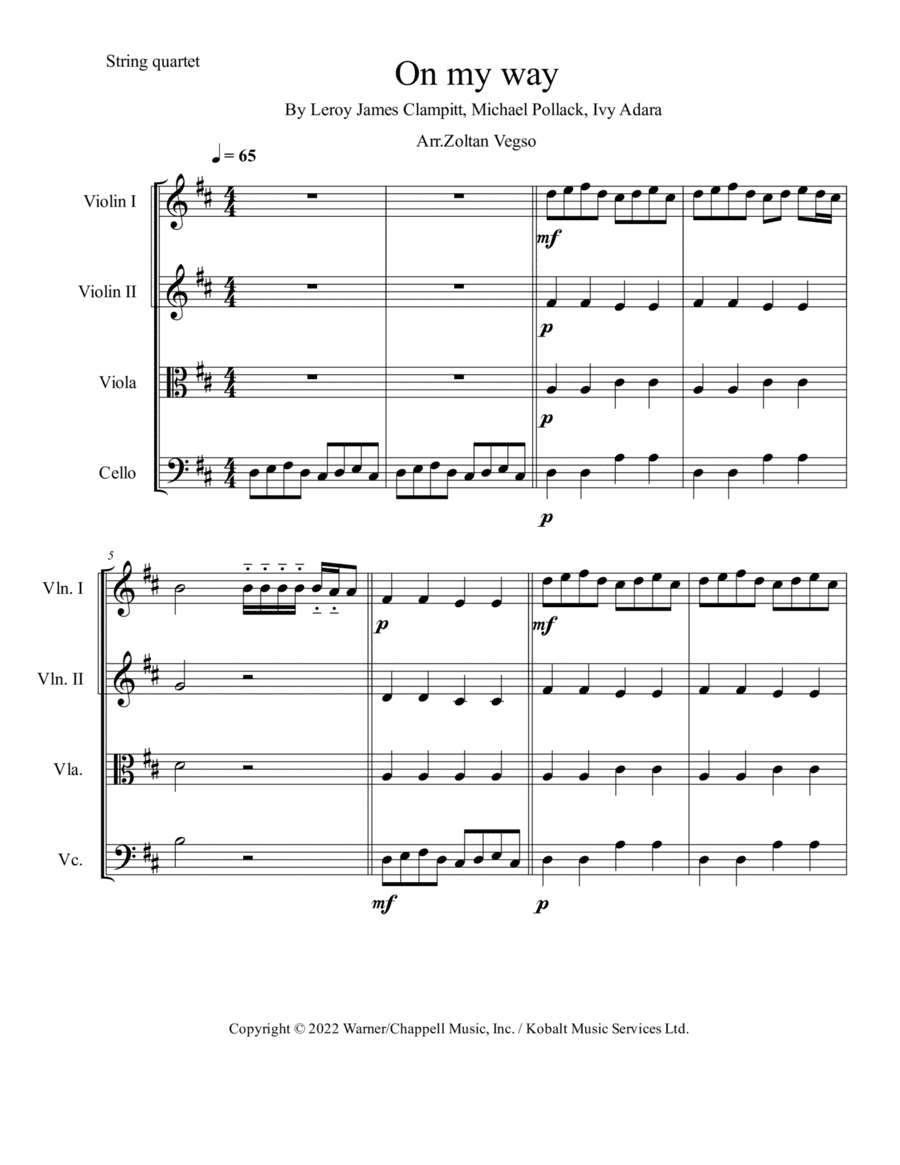 On My Way (arr. Zoltan Vegso)