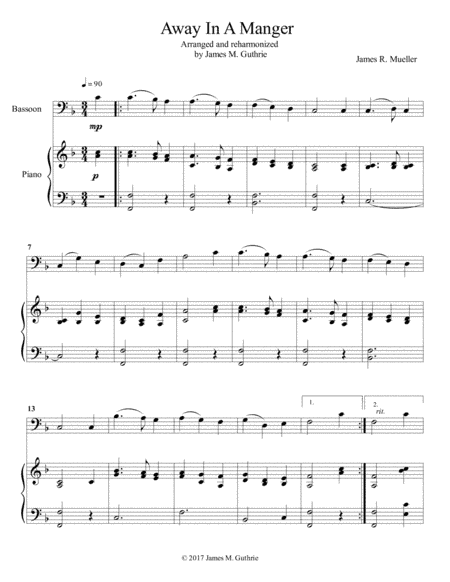 Away In A Manger: for Bassoon & Piano (arr. James M. Guthrie)
