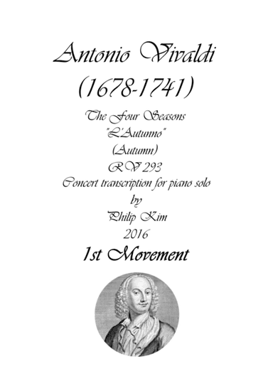 'Autumn' (1st movement) from The Four Seasons by Vivaldi for Piano Solo (arr. Philip Kim)