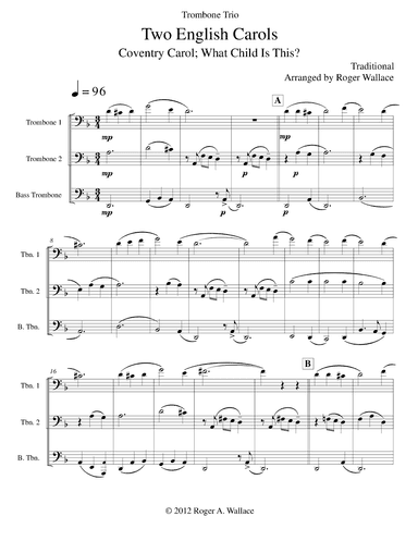 Two English Carols (Coventry Carol; What Child Is This?) - Bassoon Trio (arr. Roger Wallace)