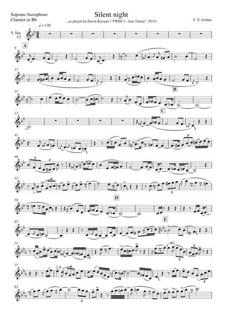 Silent night (soprano sax in Bb, clarinet in Bb) (arr. David Kocijan)