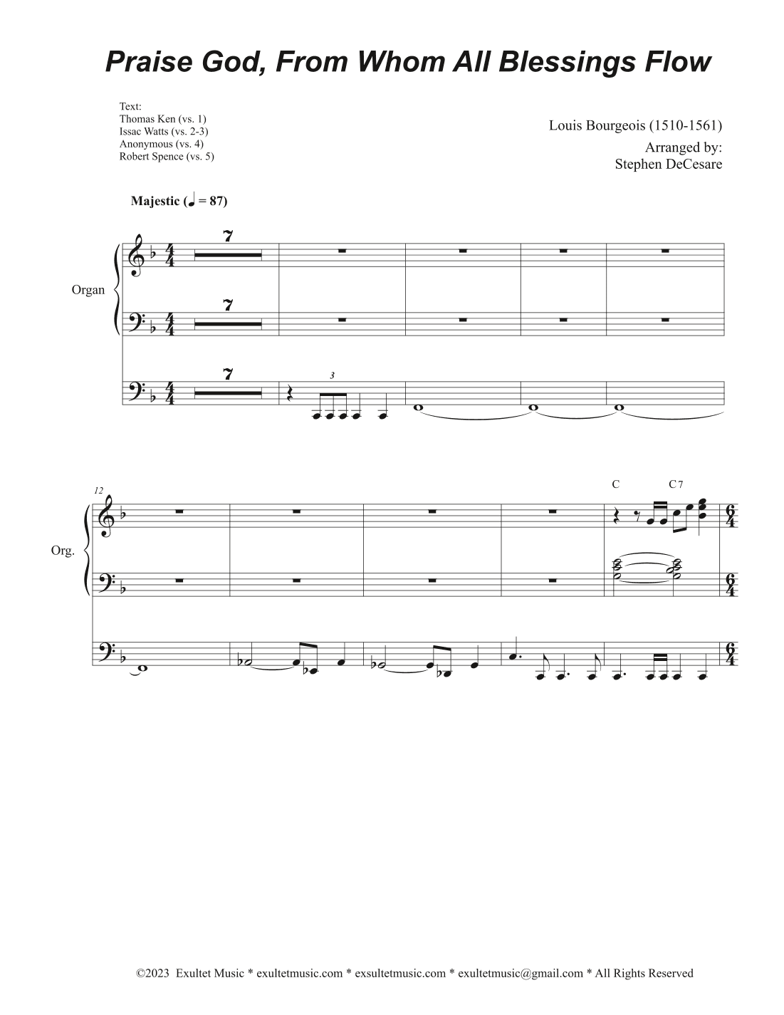 Praise God, From Whom All Blessings Flow (Duet for Soprano and Tenor solo) (Choir/Vocal) (arr. Stephen DeCesare)
