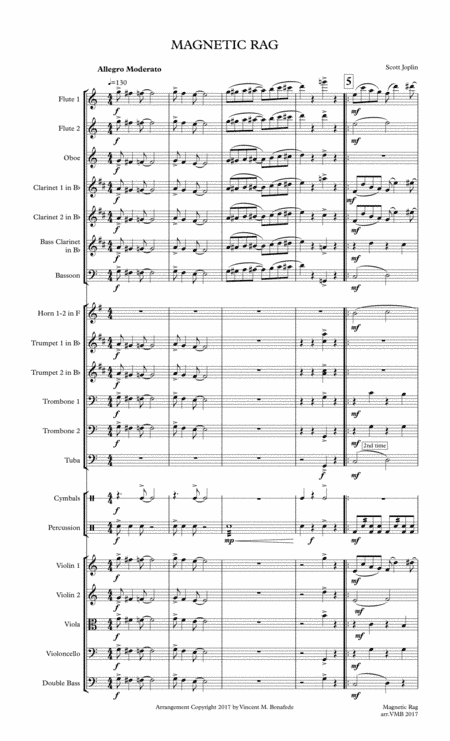 Magnetic Rag of Scott Joplin arr. for community orchestra (arr. Vincent M. Bonafede)