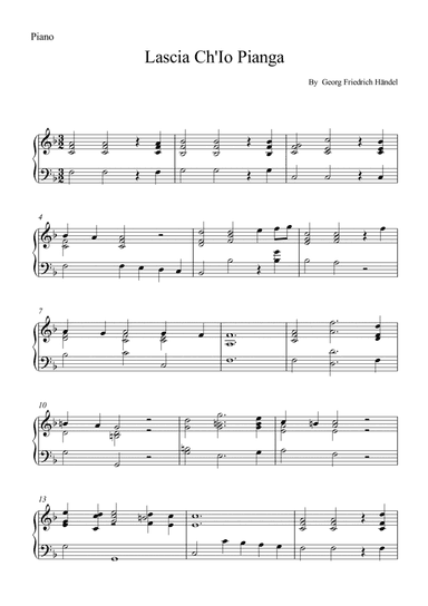 Lascia Ch'Io Pianga - Piano (arr. Wesley S. SIlva)