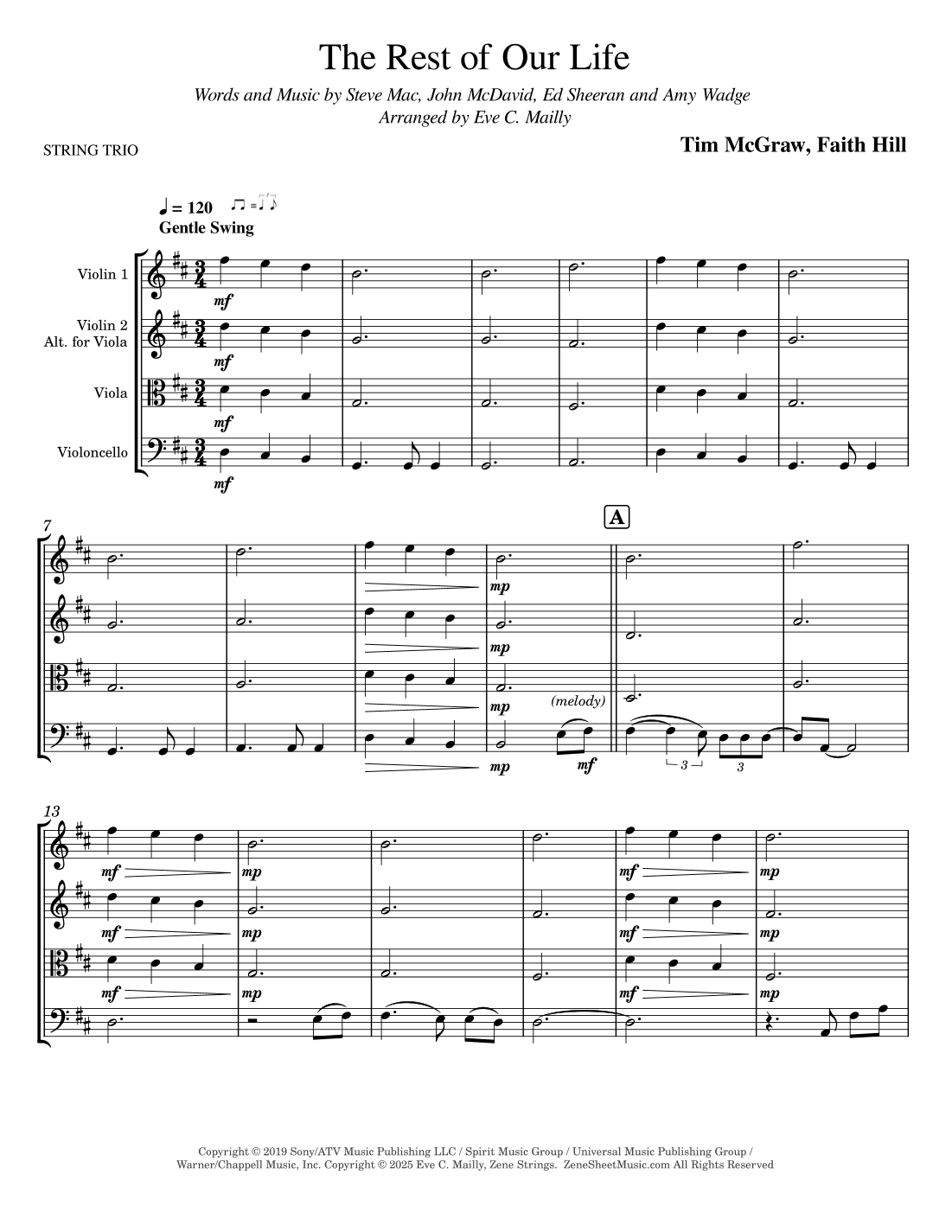 The Rest Of Our Life (arr. Eve C. Mailly - Zene Strings)