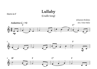 Brahms Lullaby - F Horn (solo) (arr. Vitor Melo)