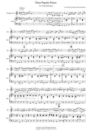 3 Popular Pieces for Trumpet and Piano (arr. David Burndrett)