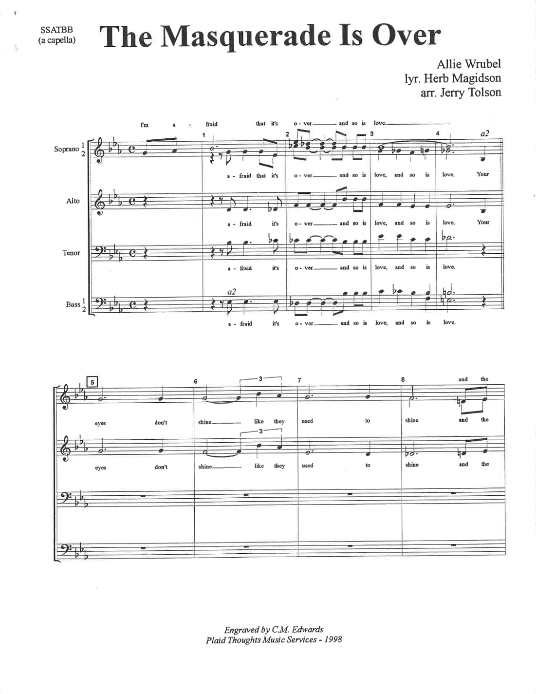 (i'm Afraid) The Masquerade Is Over (arr. Jerry Tolson)