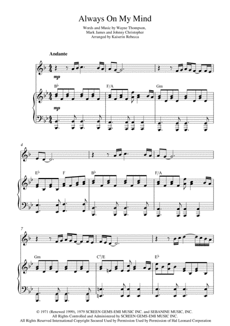 Always On My Mind (arr. Kaiserin Rebecca)