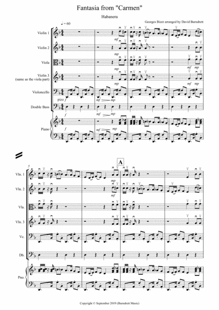 Habanera (Fantasia from Carmen) for String Orchestra (arr. David Burndrett)
