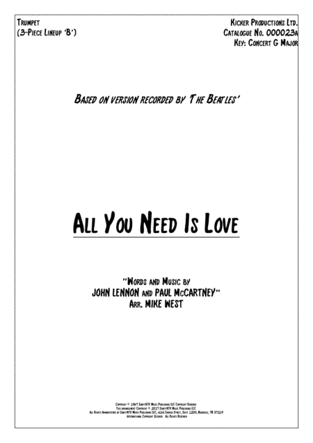 All You Need Is Love (arr. Mike West)