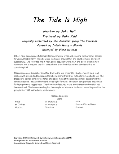 The Tide Is High (arr. Glenn Hawkins)