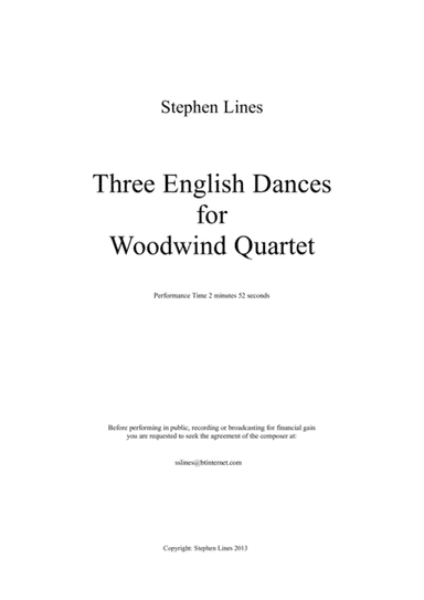 Three English Country Dances for Woodwind Quartet