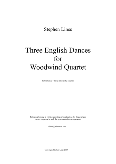 Three English Country Dances for Woodwind Quartet