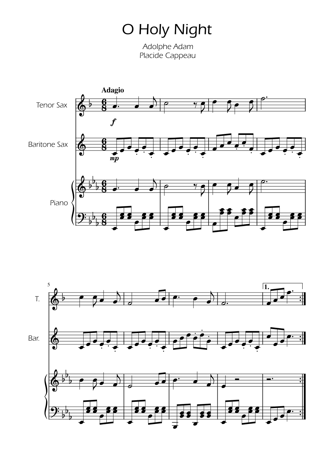 O Holy Night - Sax Duet w/ Piano (arr. Ygor Nunes)