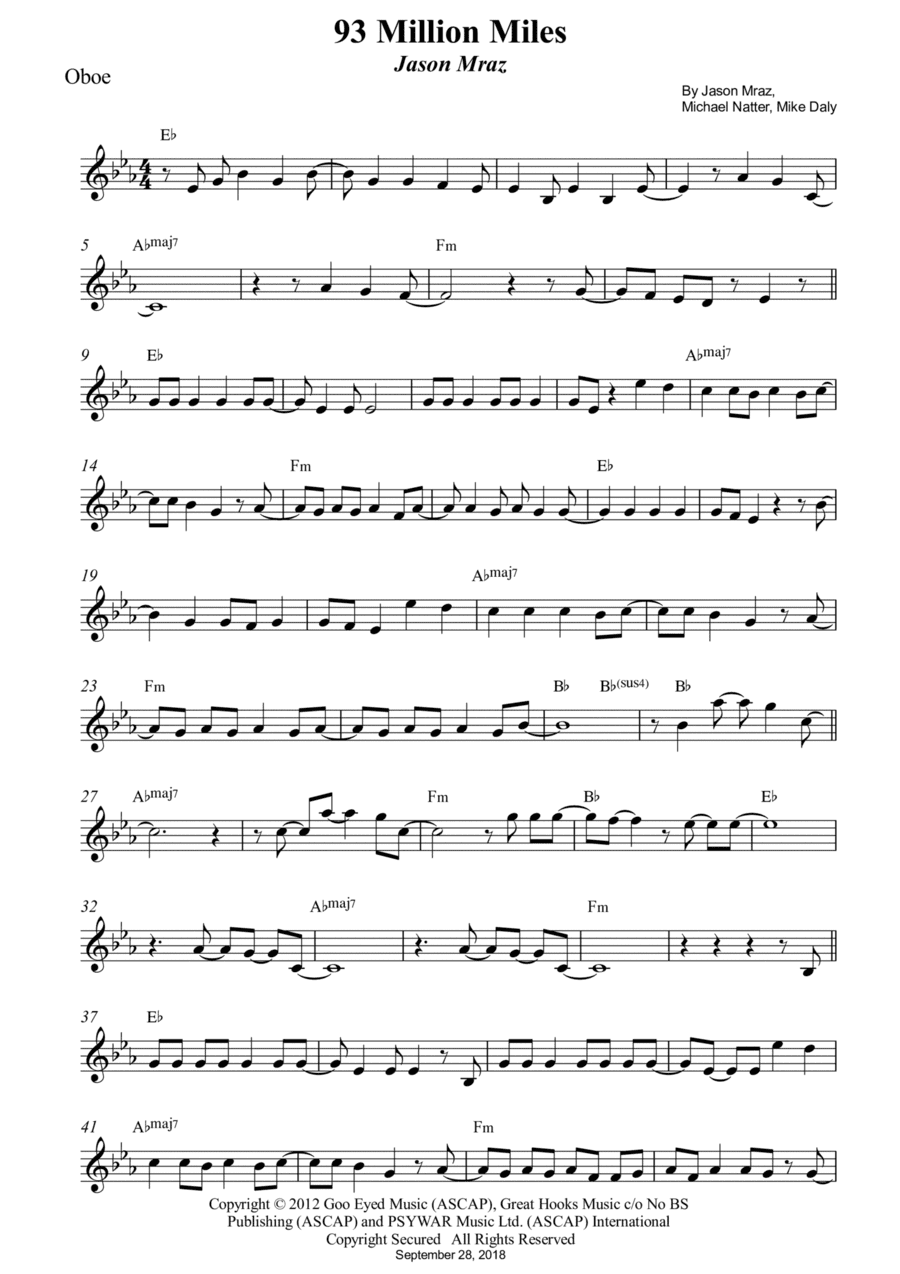 93 Million Miles (arr. Wesley S. SIlva)