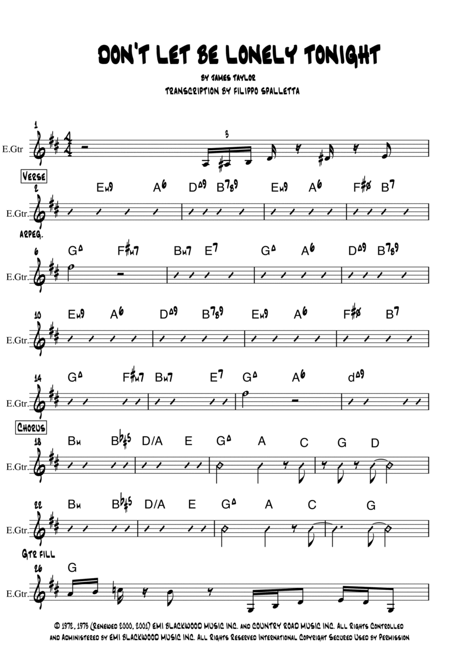 Don't Let Me Be Lonely Tonight (arr. Filippo Spalletta)