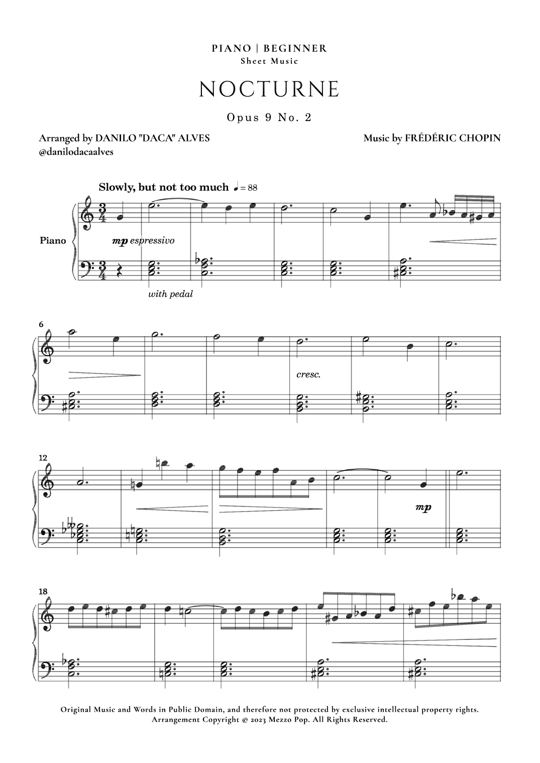 Nocturne Op. 9 No. 2 (arr. Danilo "Daca" Alves)