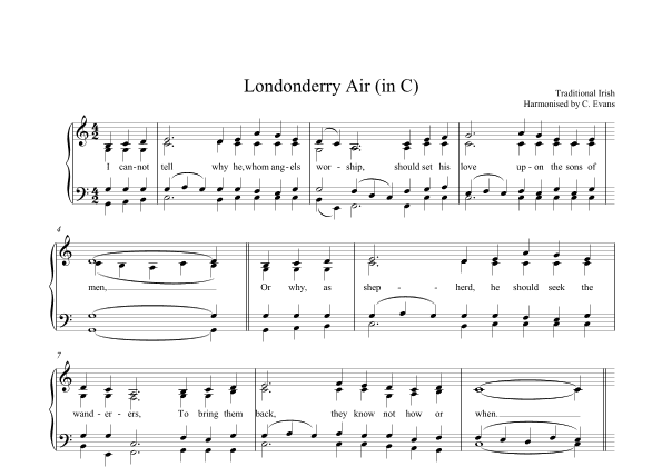 Londonderry Air (Traditional Irish Melody) Arranged For SATB (arr. Christopher Evans)