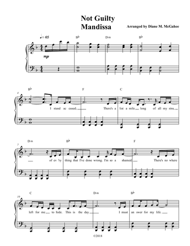 Not Guilty (arr. Arranged by Diane M. McGahee)