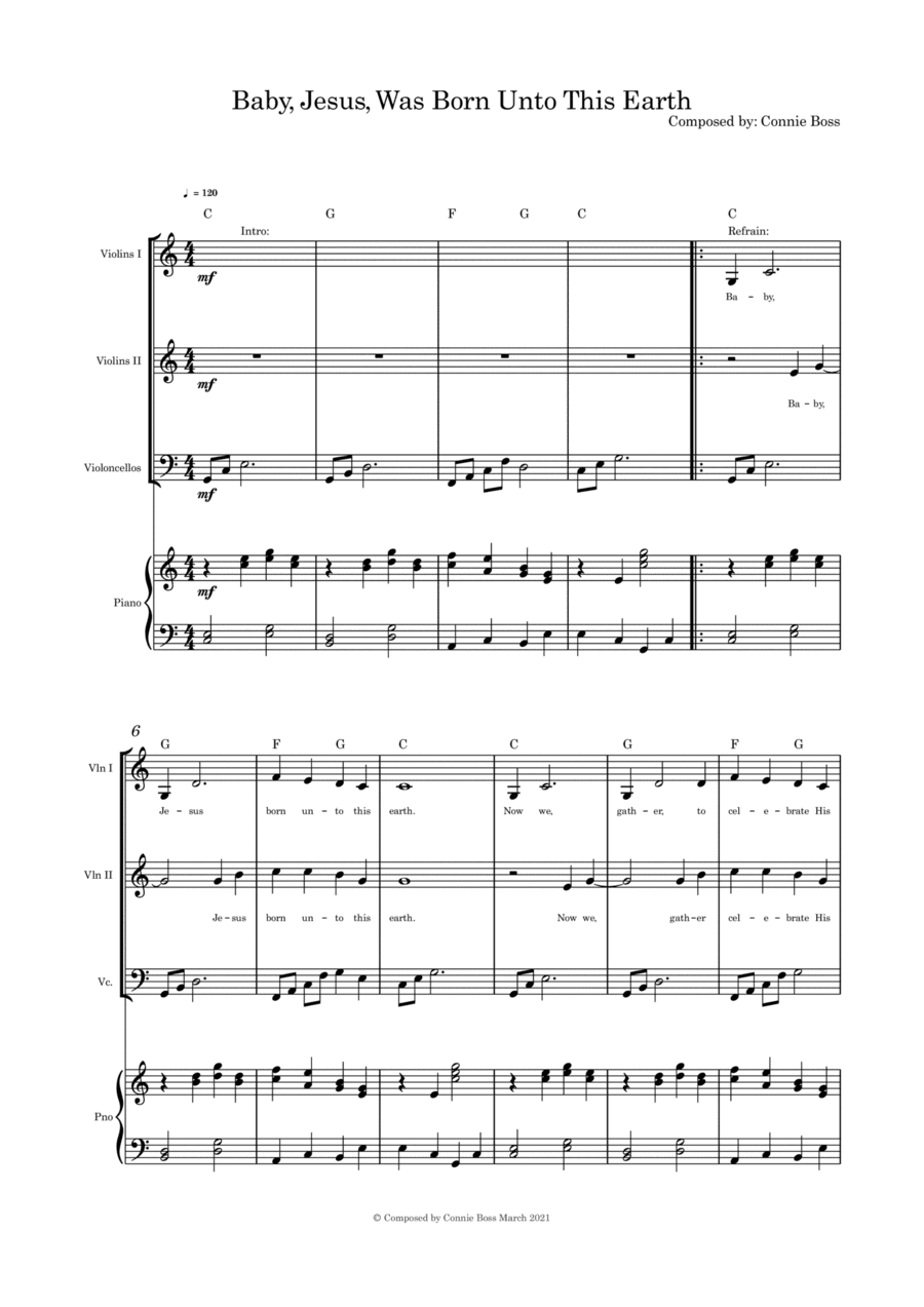 Baby, Jesus, Was Born Unto This Earth - strings and piano