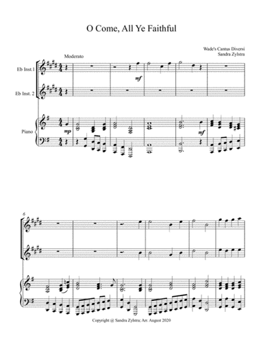 O Come, All Ye Faithful (treble Eb instrument duet, parts only) (arr. Sandra Zylstra)
