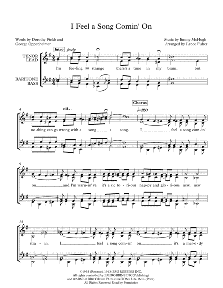 I Feel A Song Comin' On (arr. Lance Fisher)