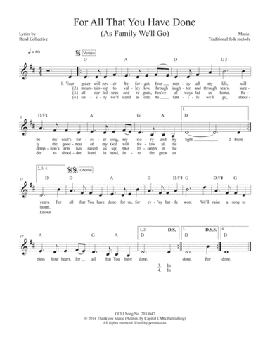 For All That You Have Done (as Family We'll Go) (arr. Travis J. Gandy)