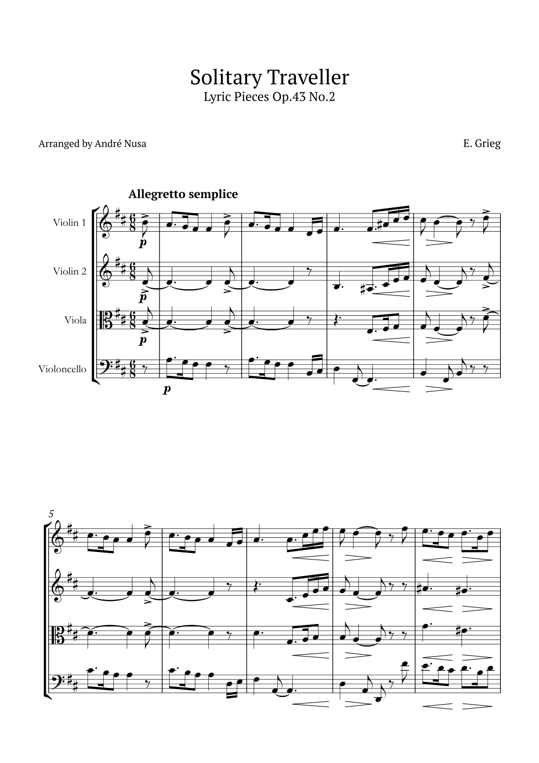 Lyric Pieces Op.43 No.2 (arr. André Nusa)