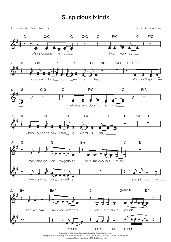Suspicious Minds (arr. Vicky Jacobs)