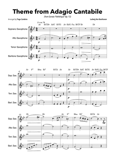 Theme From Adagio Cantabile (from Sonata 'Pathétique' Op.13) (arr. Tiago Cordeiro)