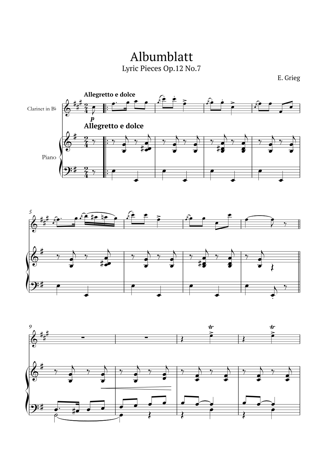 Lyric Pieces Op.12 No.7 (arr. André Nusa)