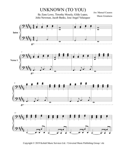 Unknown (to You) (arr. Music Greatness)