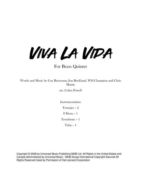 Viva La Vida (arr. Colen Powell)