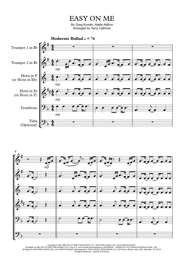 Easy On Me (arr. Terry Cathrine)