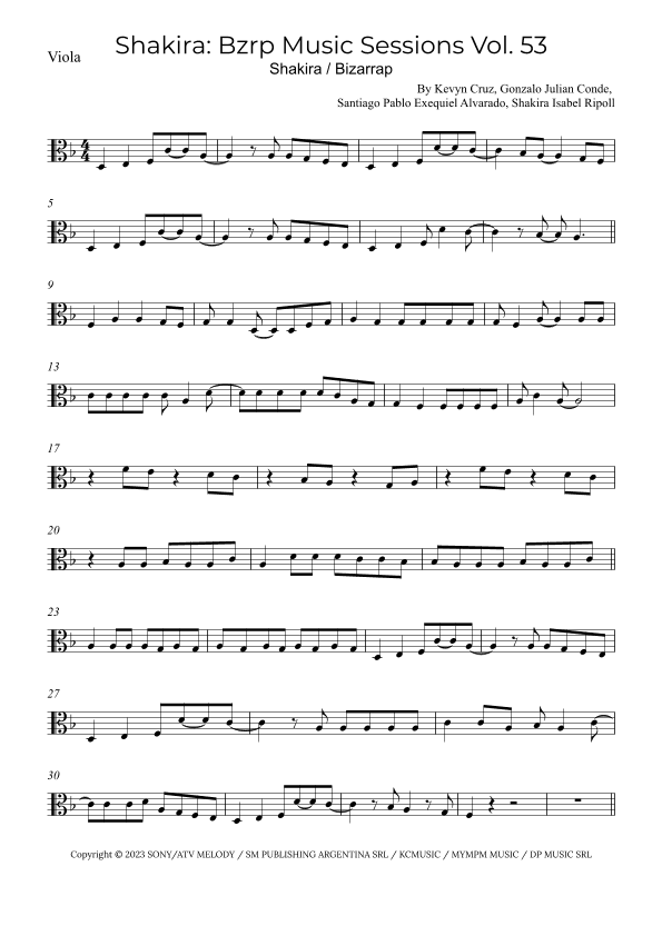 Shakira: Bzrp Music Sessions Vol. 53 (arr. Alex Nunes Rodrigues)